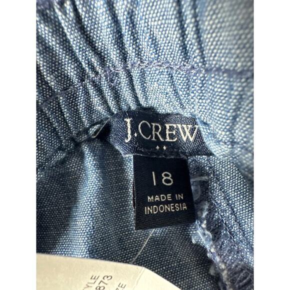 J. Crew Pants Chambray Drawstring Waist Tapered Cotton Med Echo Blue Wash NWT 18 - Picture 6 of 9